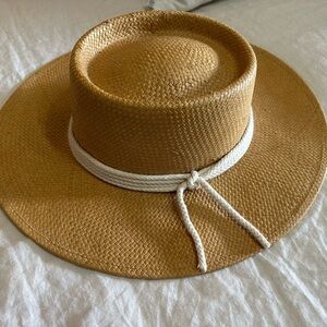 Gigi Pip Tan Straw Hat with White Band